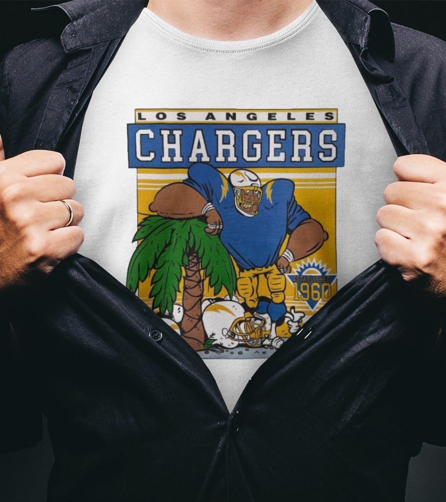 Los Angeles Chargers Crenshaw Skate Club Light Blue Palm Tree Established 1960 Football Player T-Shirt