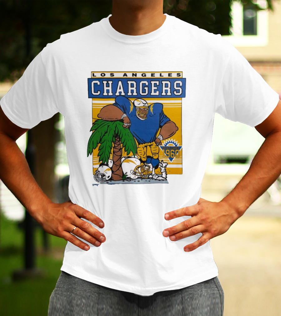 Los Angeles Chargers Crenshaw Skate Club Light Blue Palm Tree Established 1960 Football Player T-Shirt