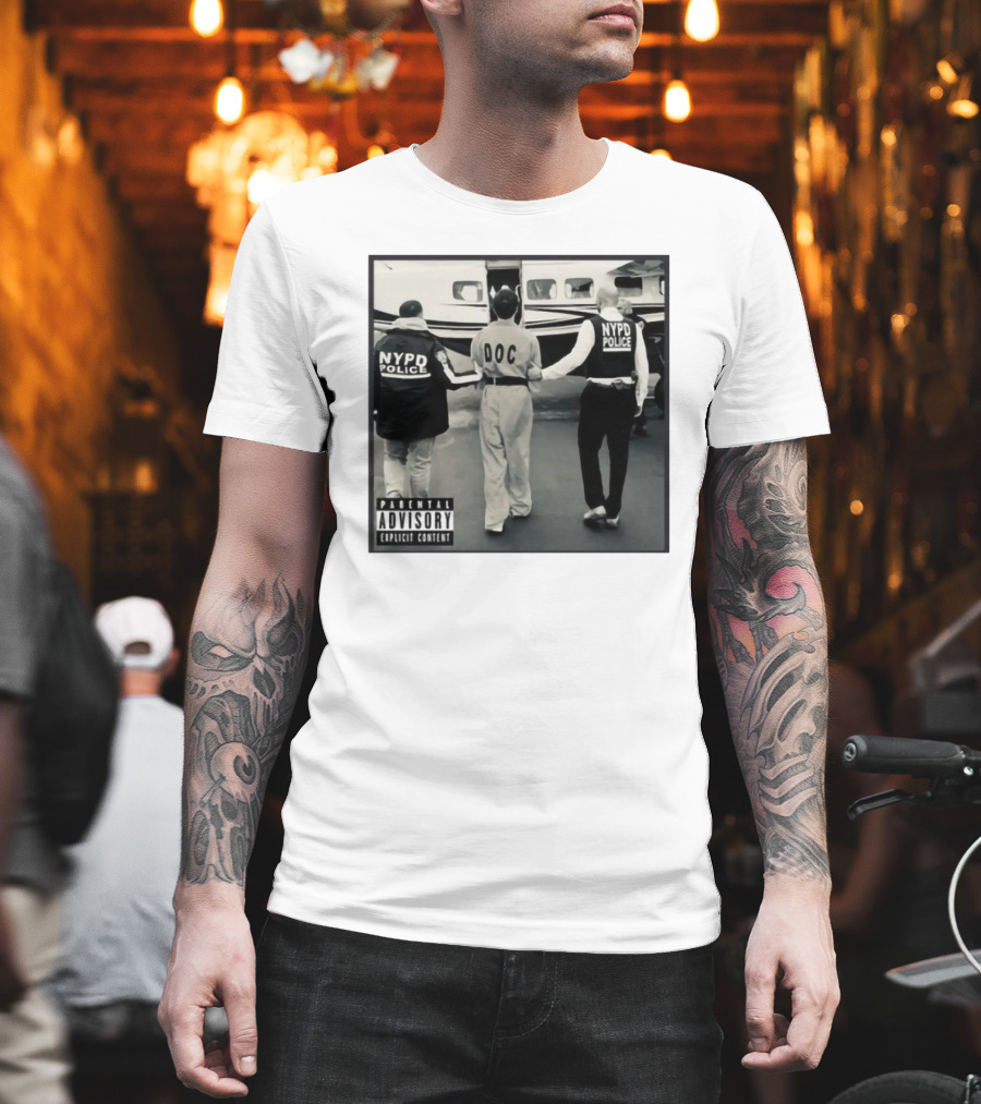 NYPD Police DOC Helicopter Pad Album Cover Parental Advisory T-Shirt