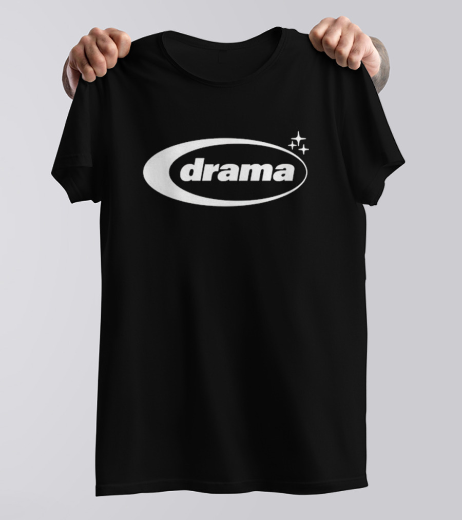 Drama Oval Linestar Logo Design With Sparkling Stars T-Shirt