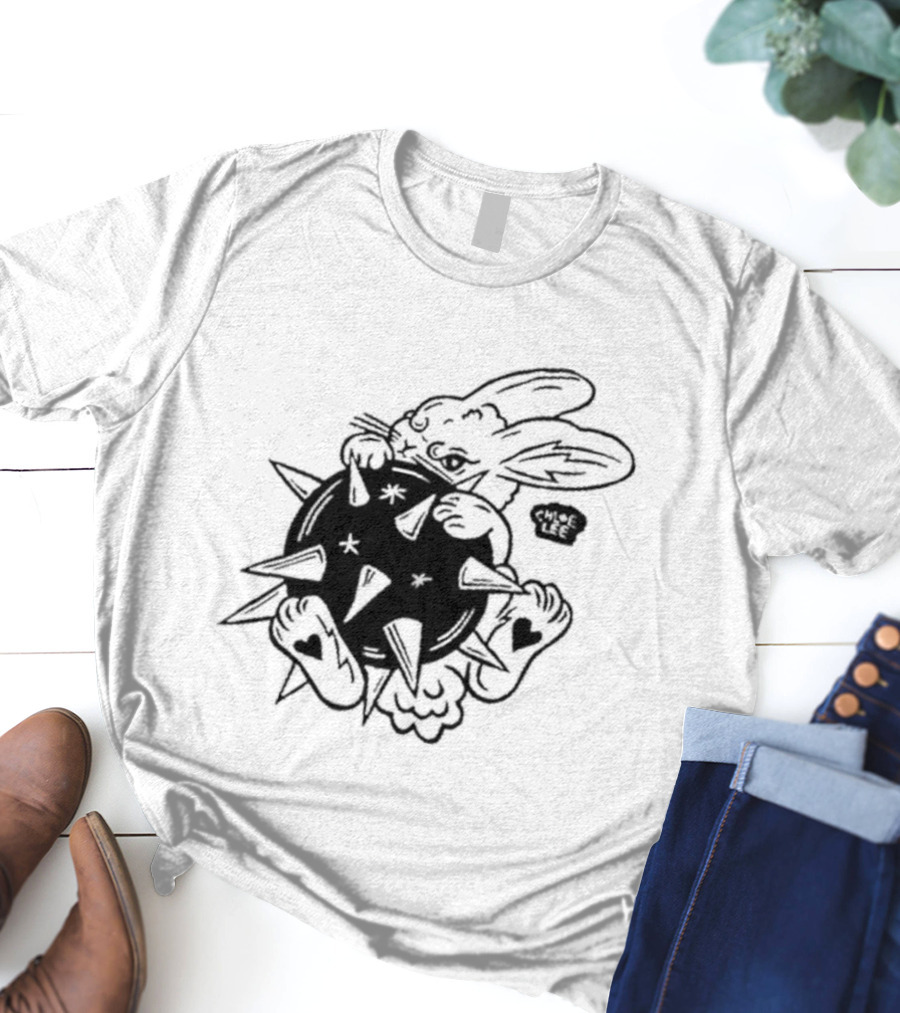 Chloeleeart Morningstar Bunny Holding Spiked Ball With Stars And Hearts T-Shirt