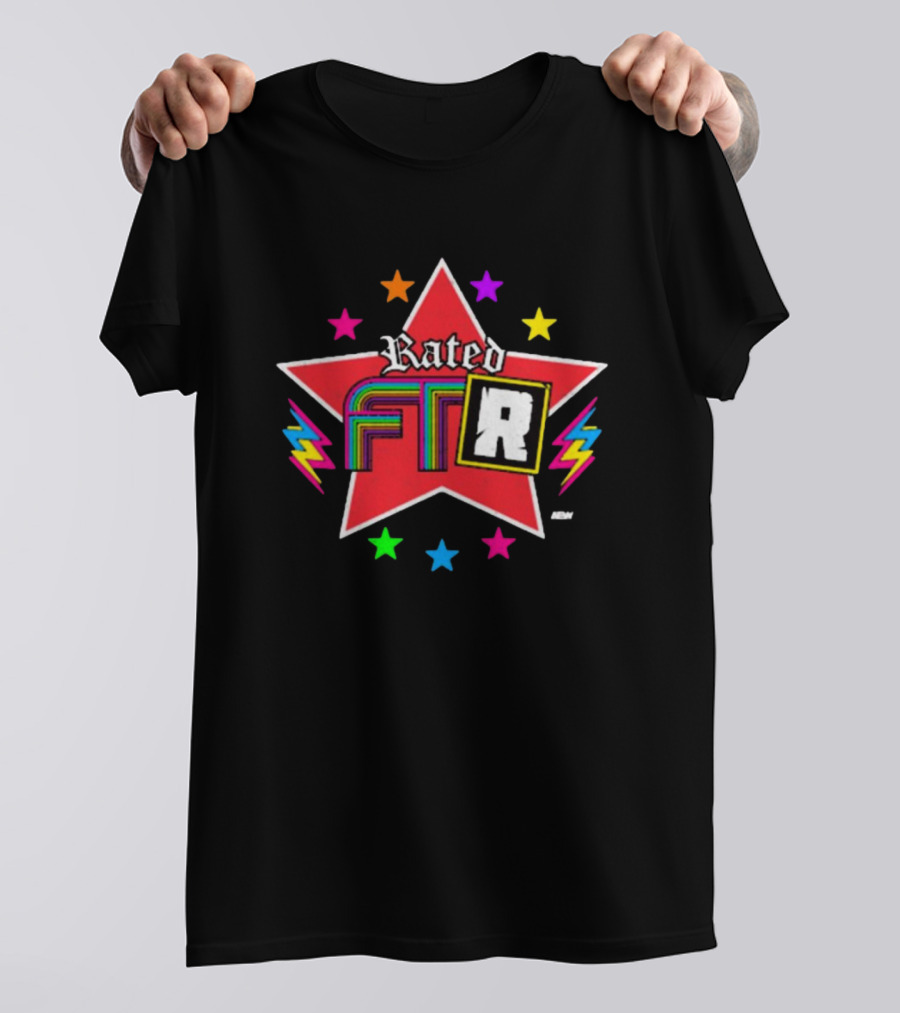 Rated FTR Adam Copeland AEW Star With Lightning And Colorful Retro Stars T-Shirt