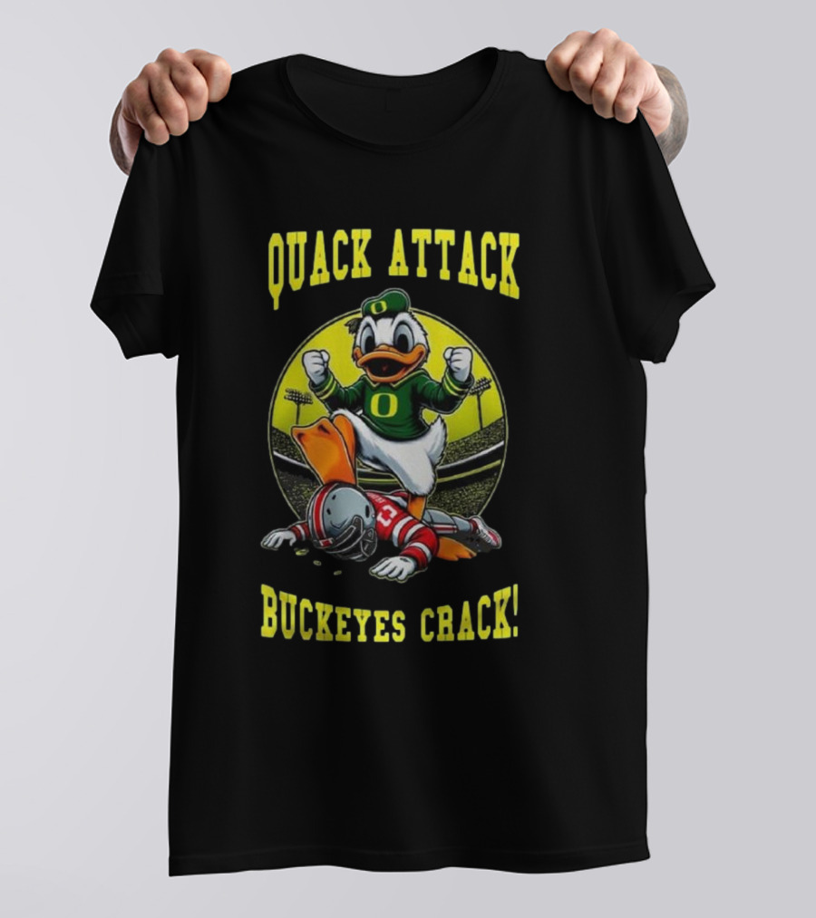 Oregon Ducks Quack Attack Buckeyes Crack Football Mascot Showdown 2025 T-Shirt