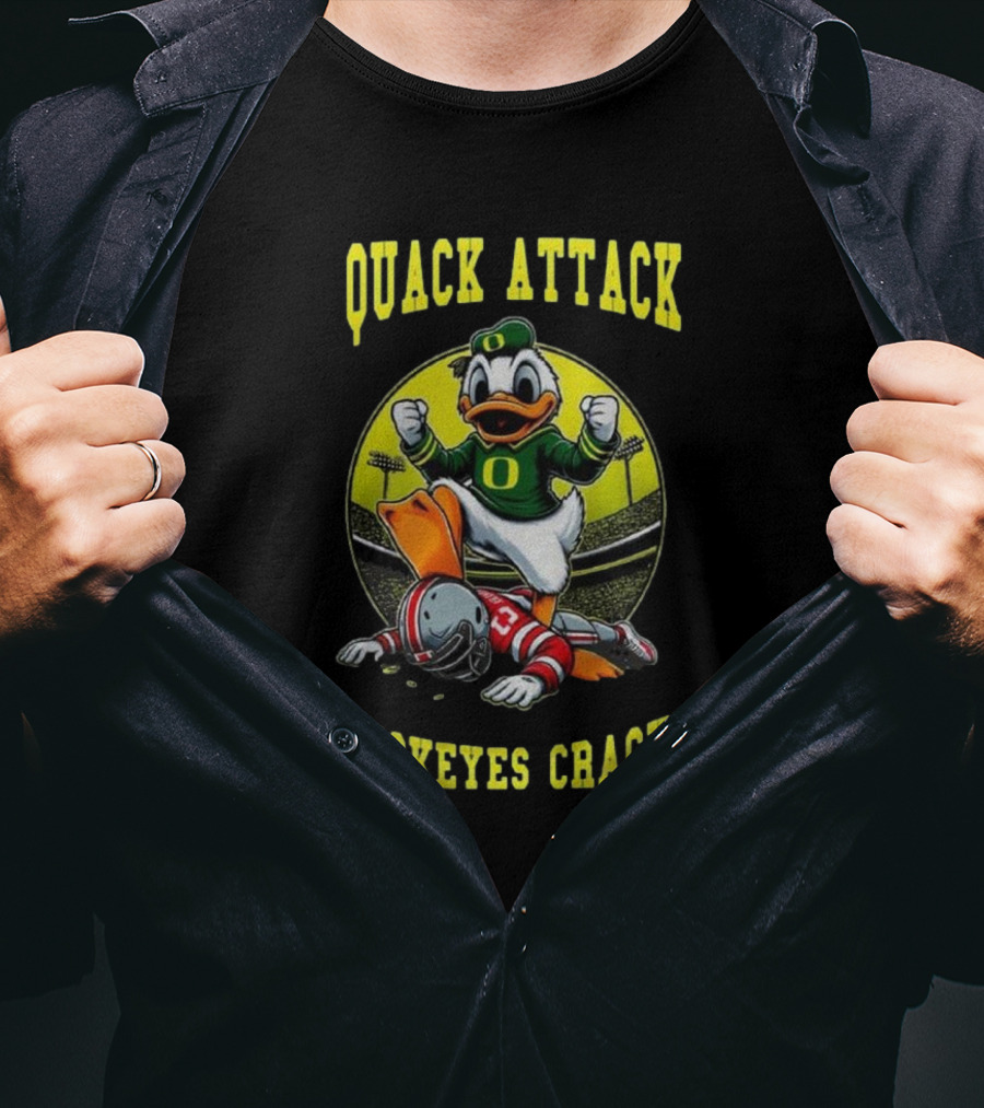 Oregon Ducks Quack Attack Buckeyes Crack Football Mascot Showdown 2025 T-Shirt