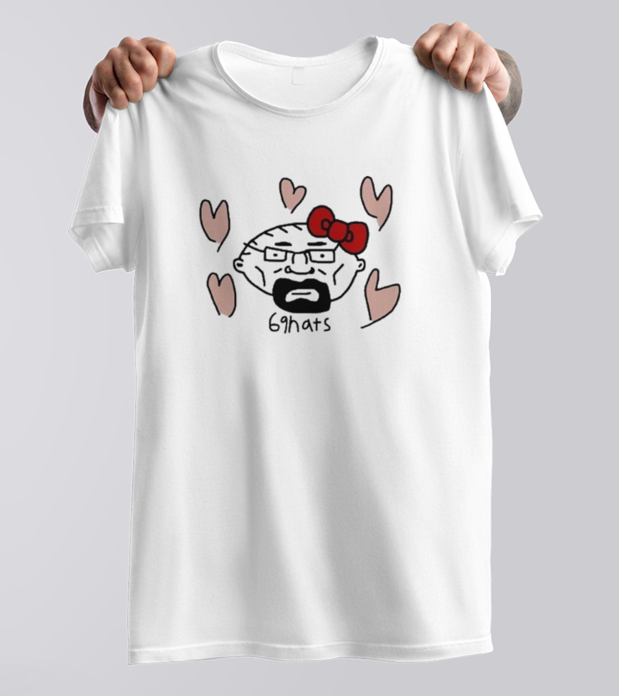 69Hats Hello Waltuh Character Mashup With Red Bow And Hearts T-Shirt
