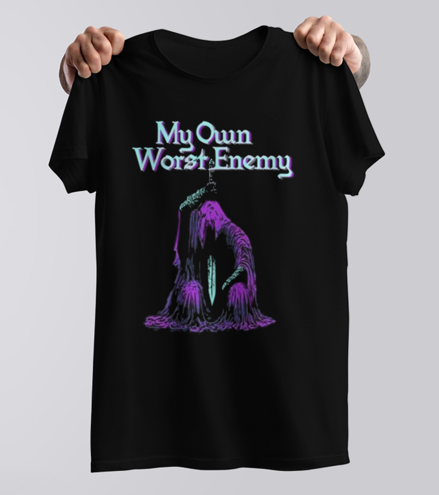 My Own Worst Enemy Raskolapparel Hooded Figure With Sword T-Shirt