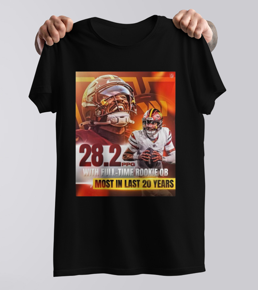 Washington Commanders NFL 28.2 PPG With Full-Time Rookie QB Most In Last 20 Years T-Shirt