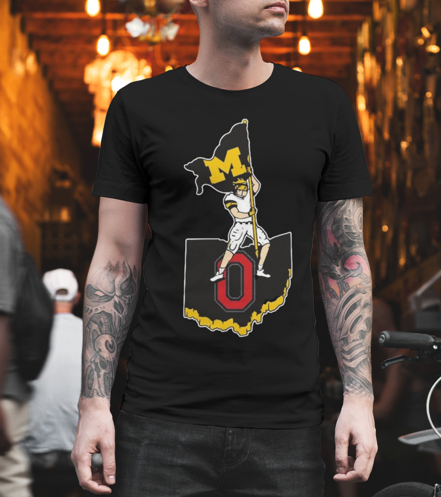 Michigan M Flag Football Rivalry Planting Victory T-Shirt