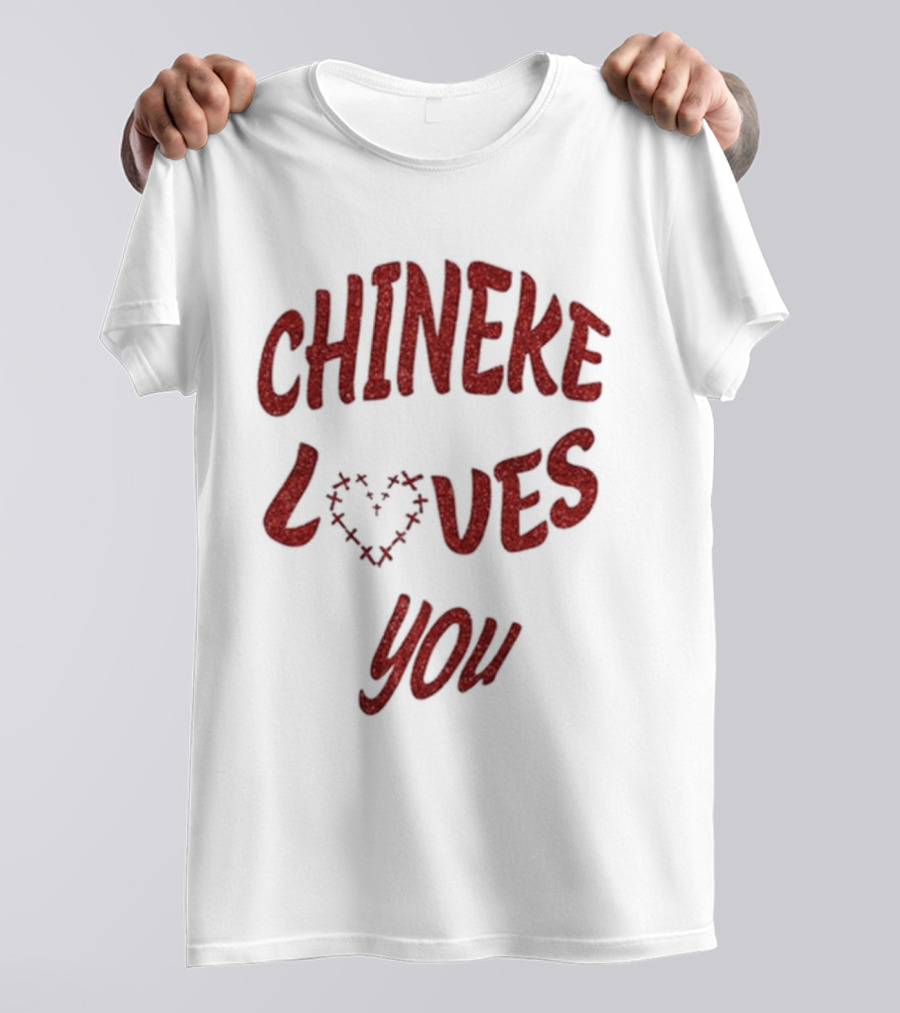 Chineke Loves You Heart Design Christmas T-Shirt