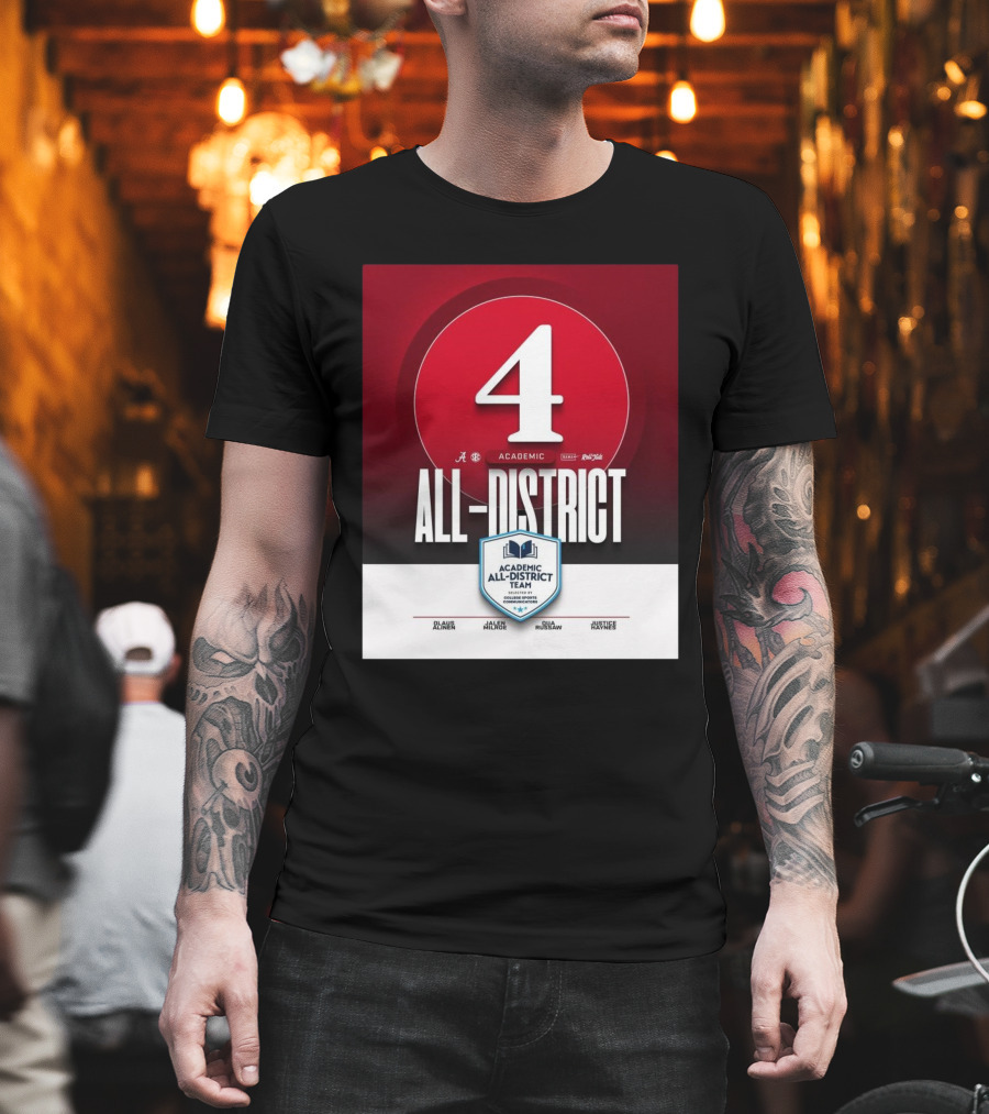 Alabama Crimson Tide Academic All-District Honorees Olaus Alinen Jalen Milroe Qua Russaw Justice Haynes T-Shirt