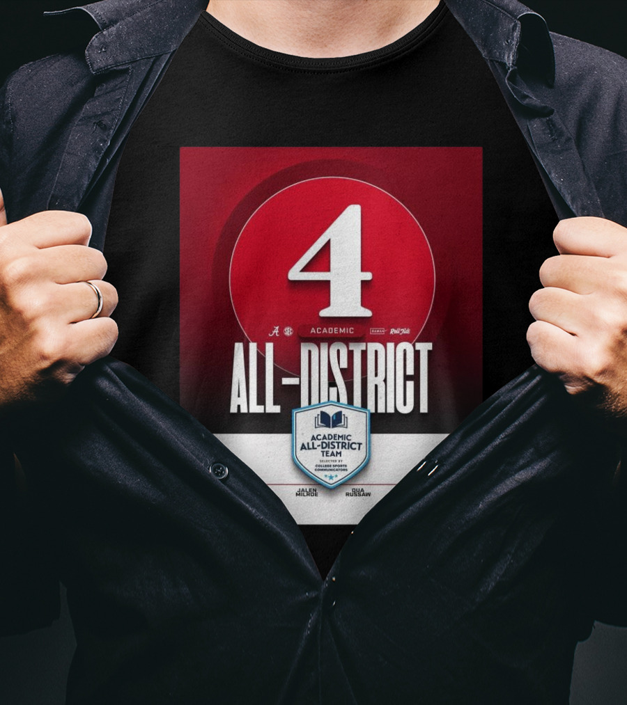 Alabama Crimson Tide Academic All-District Honorees Olaus Alinen Jalen Milroe Qua Russaw Justice Haynes T-Shirt