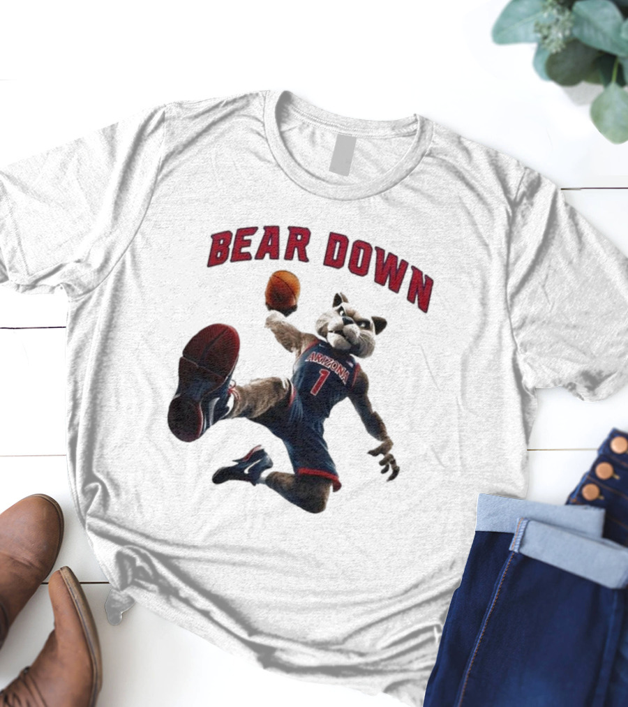 Bear Down Arizona Wildcats 2025 Basketball Mascot T-Shirt