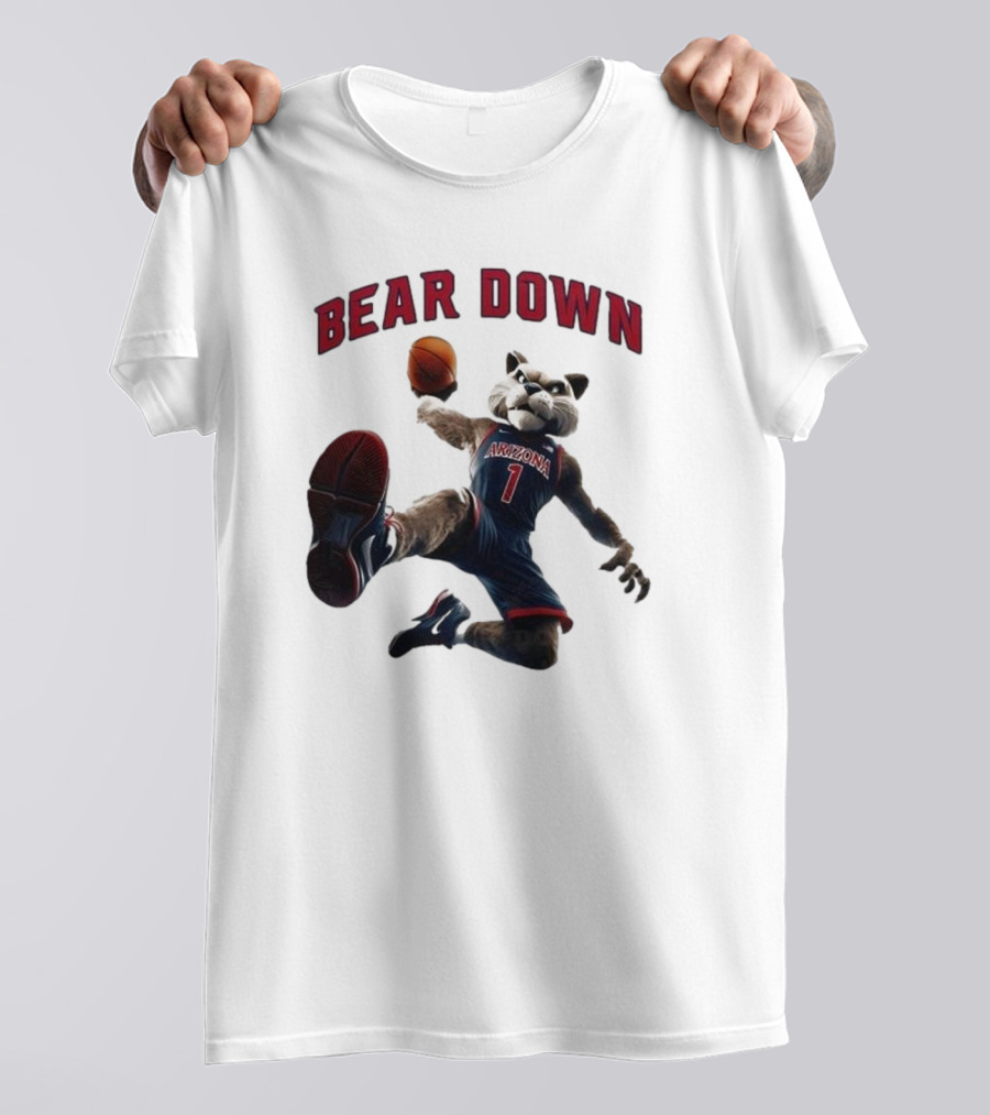 Bear Down Arizona Wildcats 2025 Basketball Mascot T-Shirt