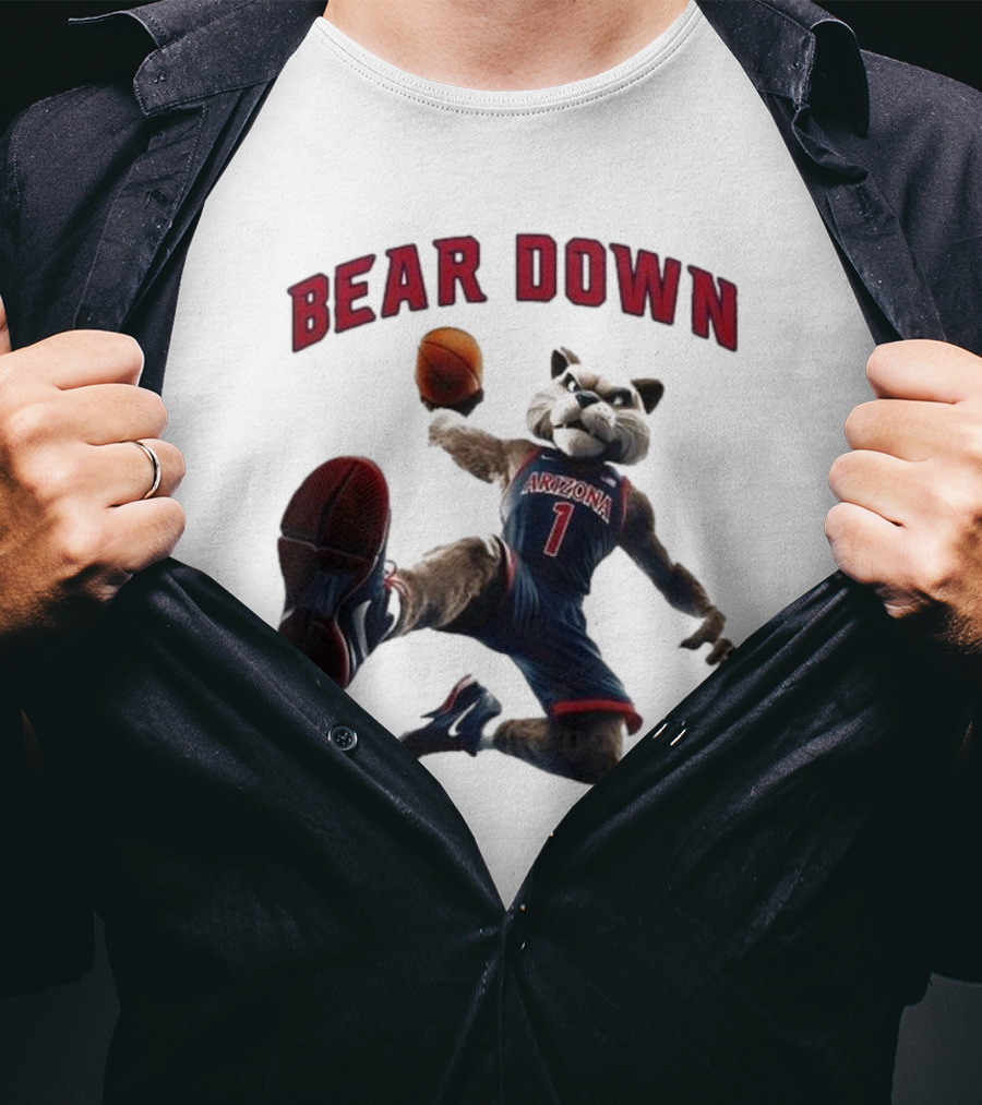 Bear Down Arizona Wildcats 2025 Basketball Mascot T-Shirt