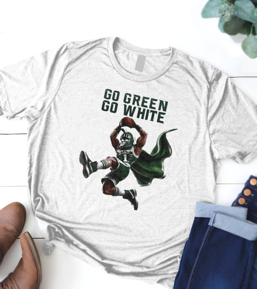 Michigan State Spartans Go Green Go White Football Mascot 2025 T-Shirt