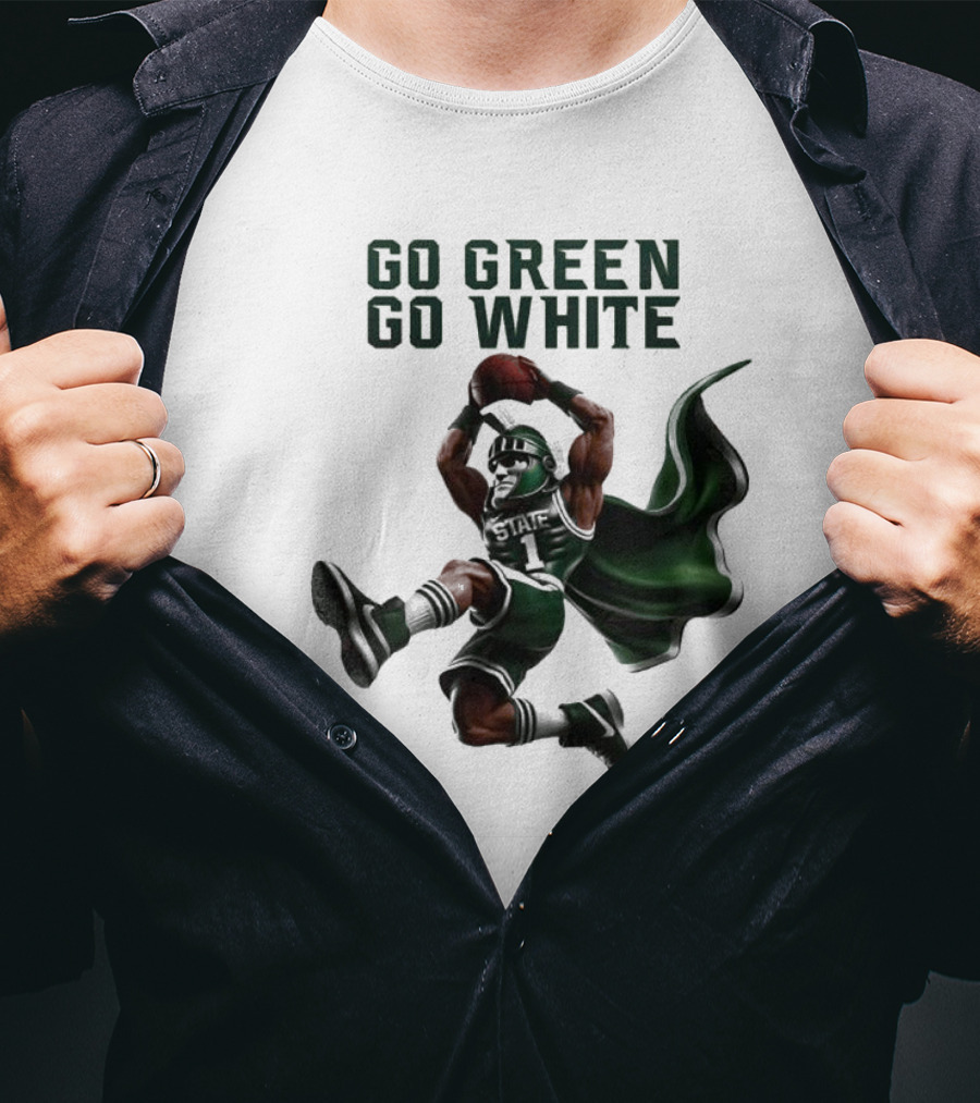 Michigan State Spartans Go Green Go White Football Mascot 2025 T-Shirt
