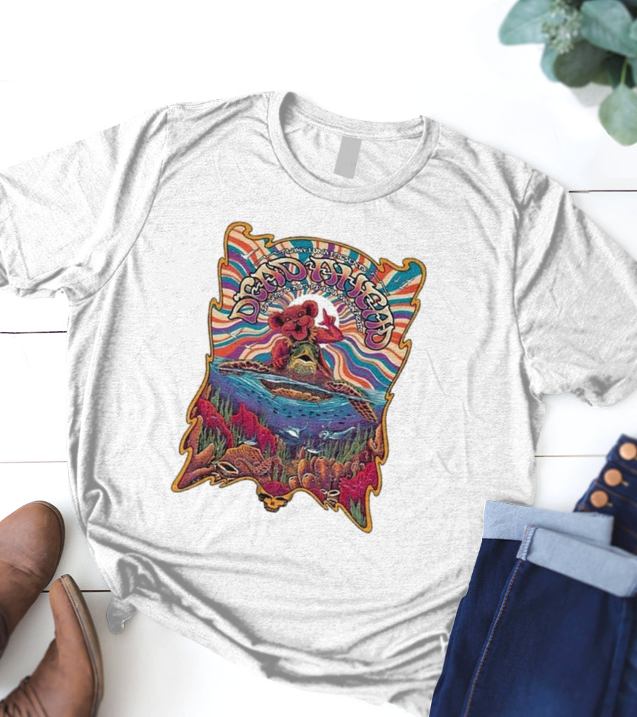 Dead Ahead Festival January 10 2025 Riviera Cancún Mexico Vibrant Turtle And Dancing Bear Psychedelic T-Shirt