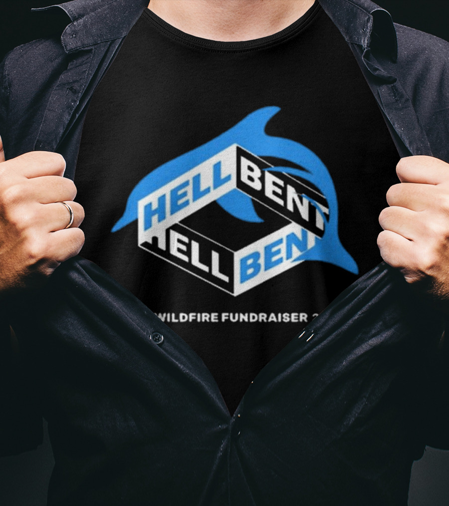 Hellbent L.A. Wildfire Fundraiser 2025 Blue Dolphin T-Shirt