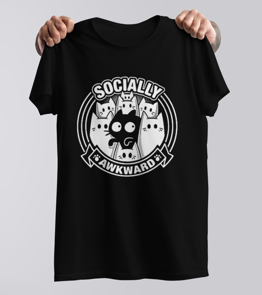 Socially Awkward Cat Funny Kitten Misfit Group T-Shirt