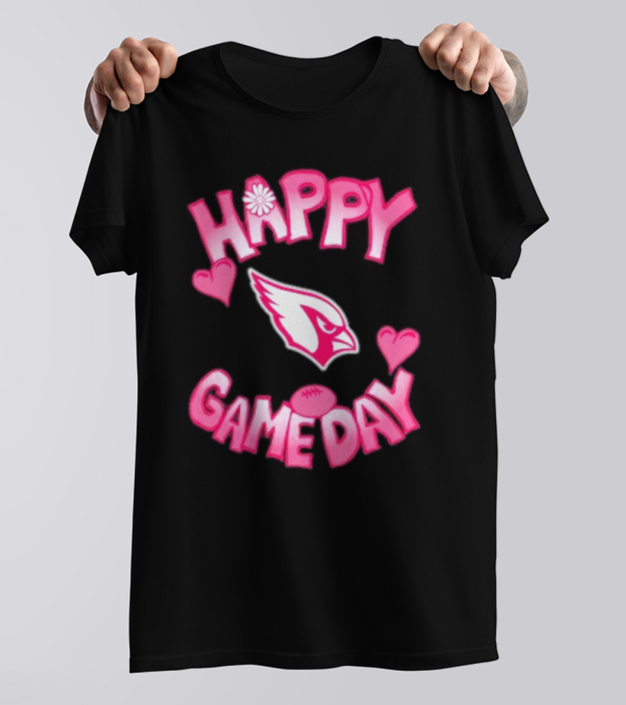 Valentine's Day Arizona Cardinals Happy Gameday 2025 Hearts T-Shirt