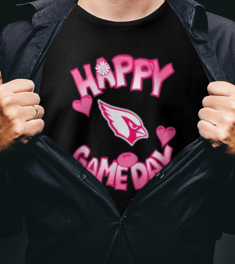 Valentine's Day Arizona Cardinals Happy Gameday 2025 Hearts T-Shirt