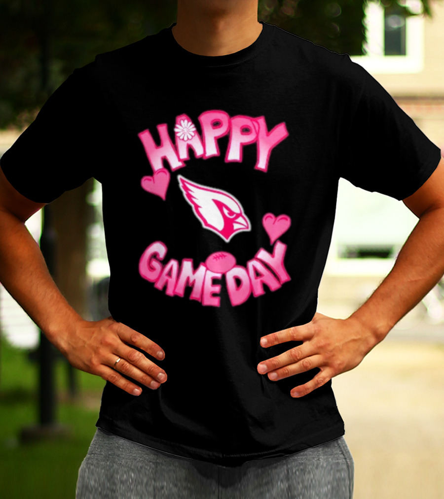 Valentine's Day Arizona Cardinals Happy Gameday 2025 Hearts T-Shirt