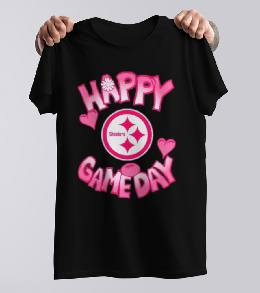 Valentine's Day Steelers Happy Gameday 2025 Hearts And Football T-Shirt