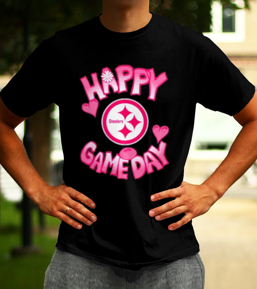 Valentine's Day Steelers Happy Gameday 2025 Hearts And Football T-Shirt