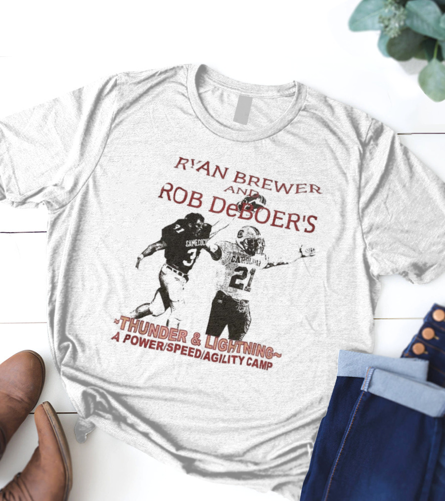 Ryan Brewer And Rob DeBoer Thunder And Lightning Power Speed Agility Camp Gamecocks Football Training T-Shirt