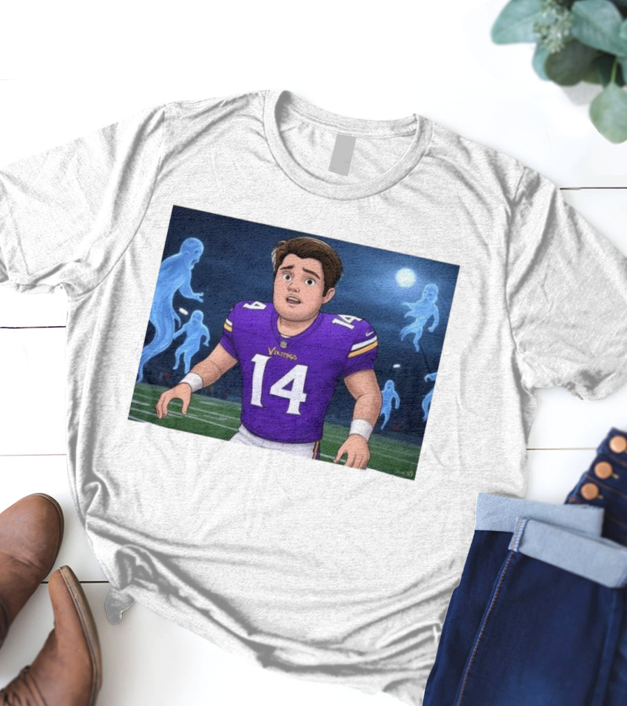 Sam Darnold Haunted By Ghosts In Minnesota Vikings NFL Jersey T-Shirt
