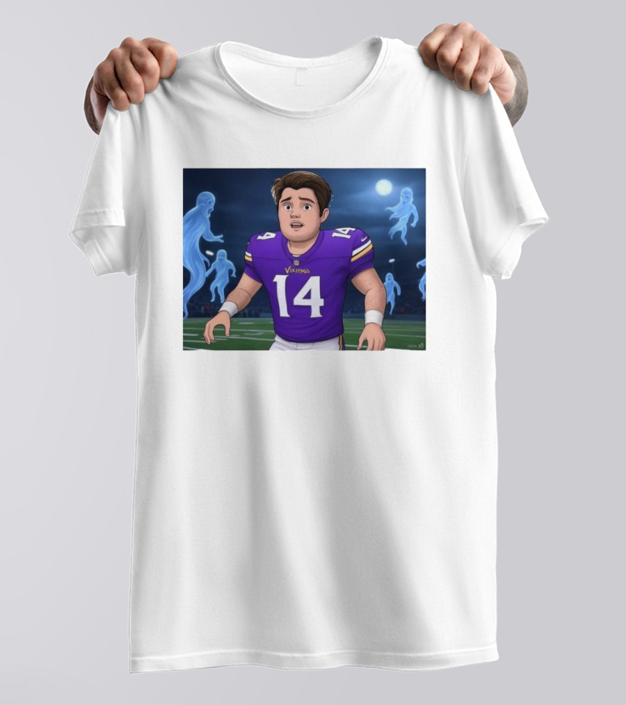 Sam Darnold Haunted By Ghosts In Minnesota Vikings NFL Jersey T-Shirt