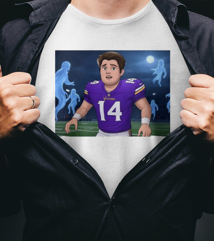 Sam Darnold Haunted By Ghosts In Minnesota Vikings NFL Jersey T-Shirt