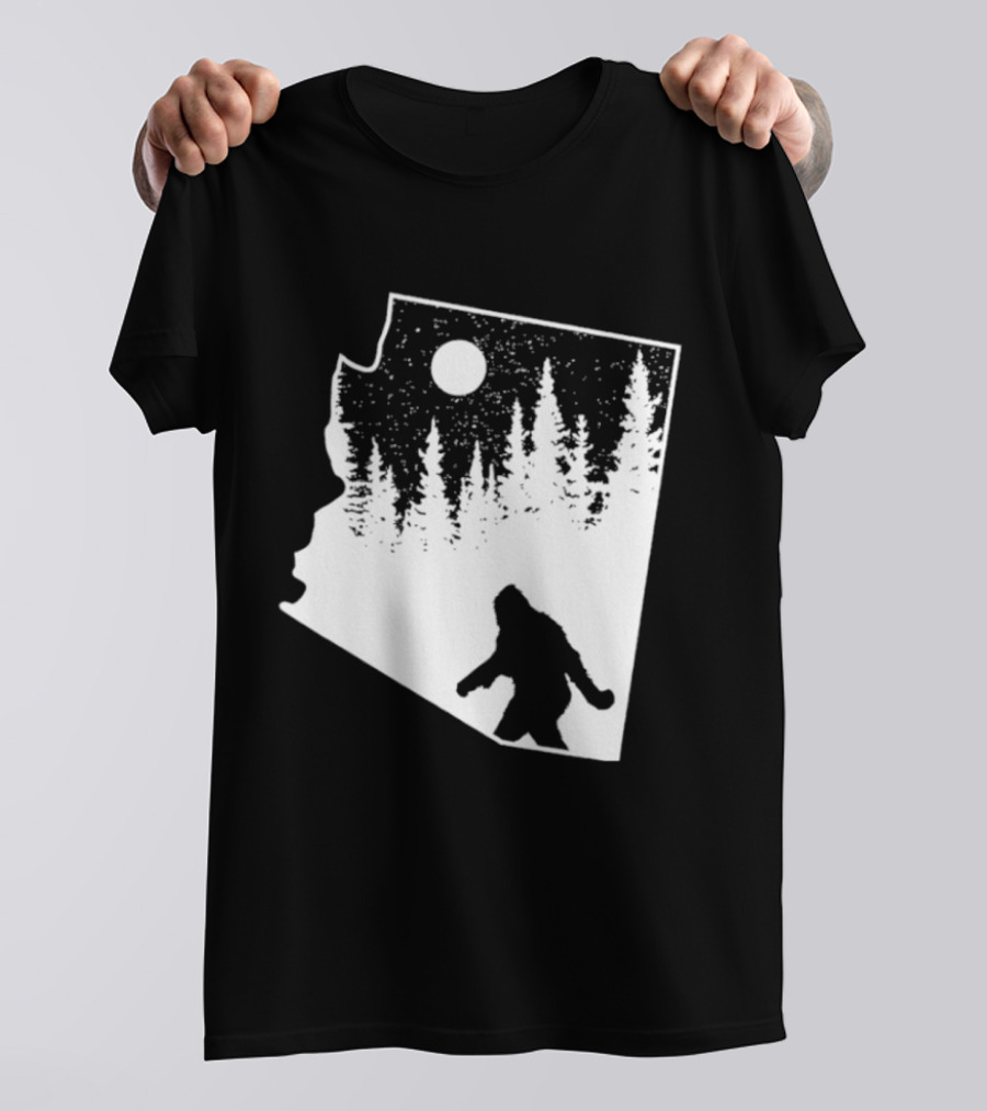 Bigfoot Arizona Pride Sasquatch Funny Arizona Map Forest Moon T-Shirt