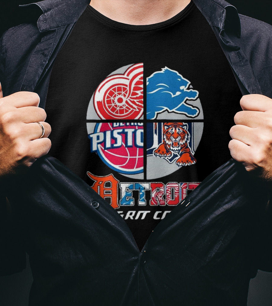 Detroit Grit City Red Wings Lions Pistons Tigers T-Shirt