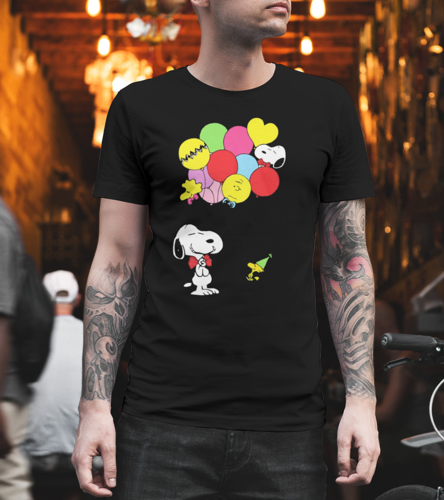 Peanuts Snoopy Woodstock Balloons Birthday T-Shirt