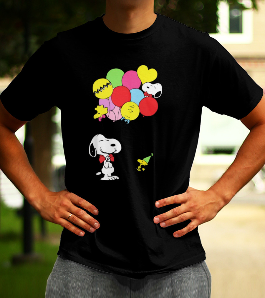 Peanuts Snoopy Woodstock Balloons Birthday T-Shirt