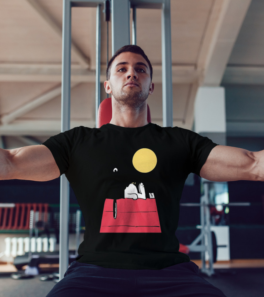 Snoopy Solar Eclipse Peanuts Doghouse Moon Charlie Brown T-Shirt