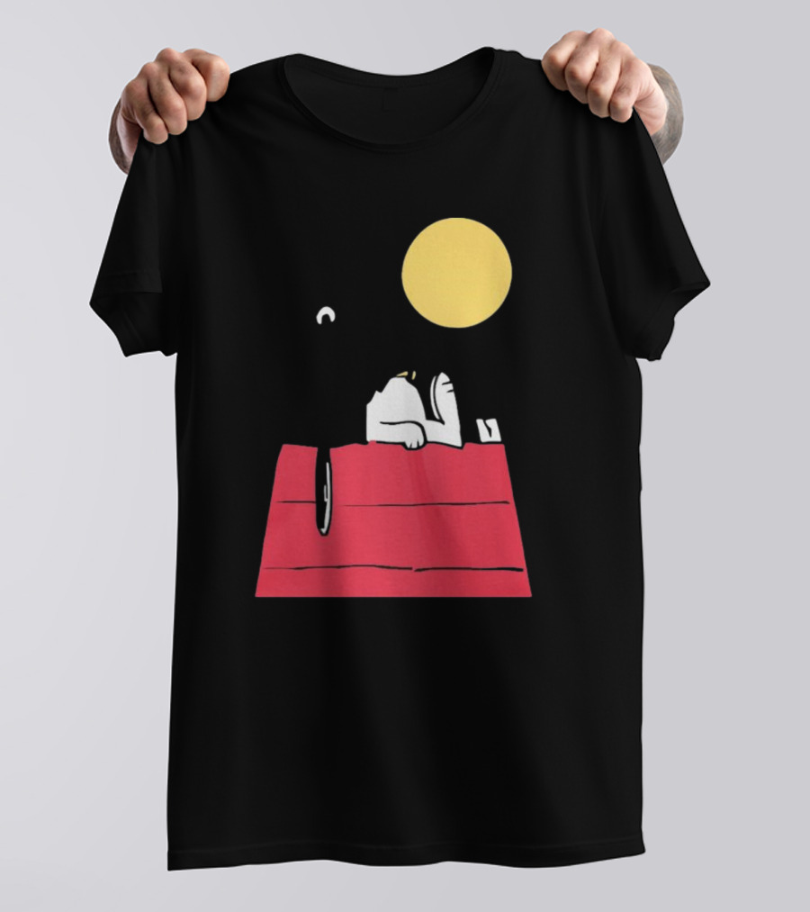 Snoopy Solar Eclipse Peanuts Doghouse Moon Charlie Brown T-Shirt