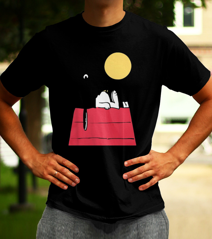 Snoopy Solar Eclipse Peanuts Doghouse Moon Charlie Brown T-Shirt