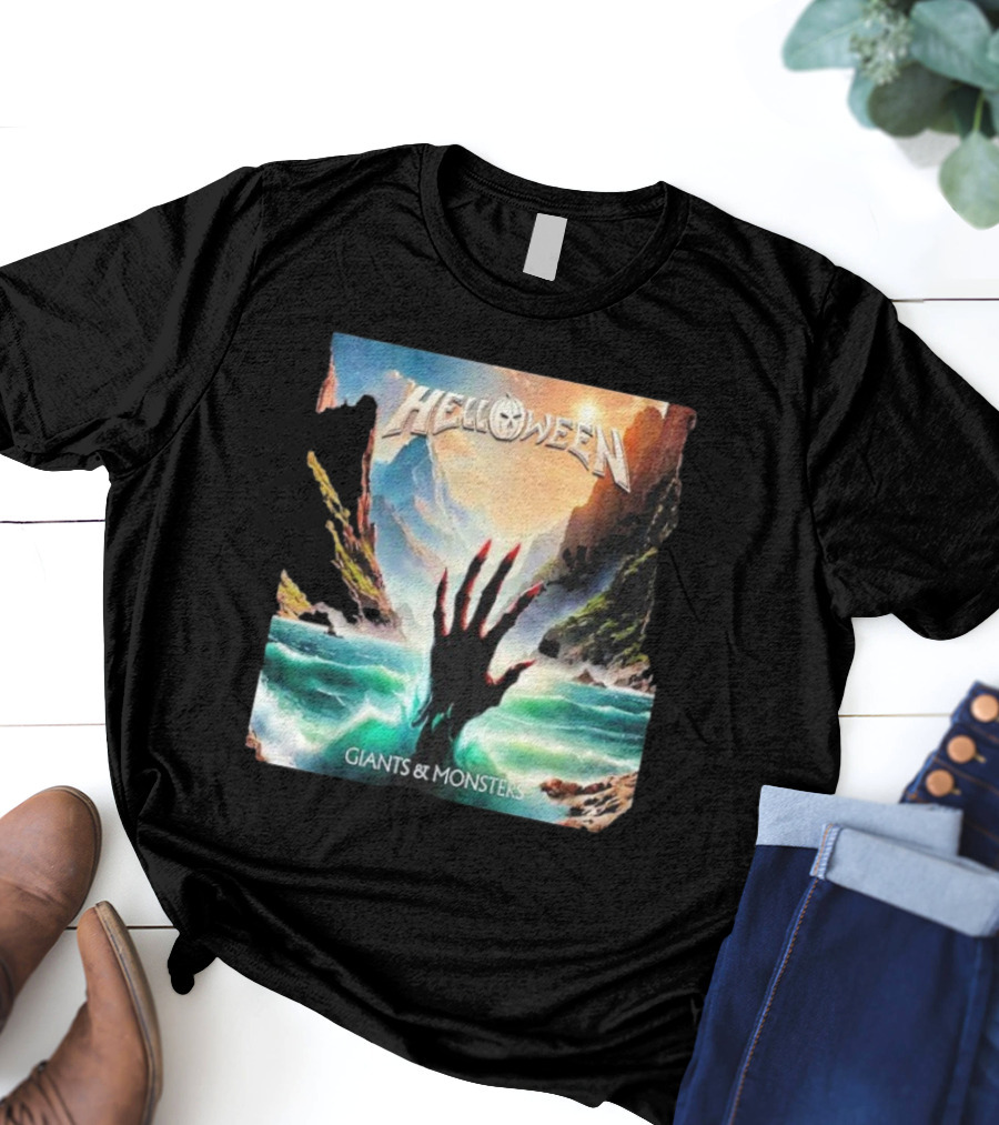 Helloween Giants & Monsters Album Art With Raising Hand In Ocean Released August 29th 2025 T-Shirt