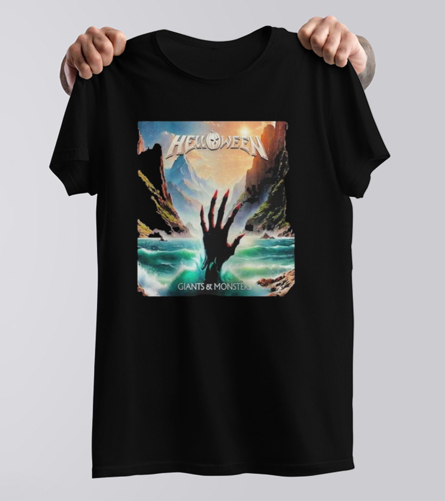 Helloween Giants & Monsters Album Art With Raising Hand In Ocean Released August 29th 2025 T-Shirt