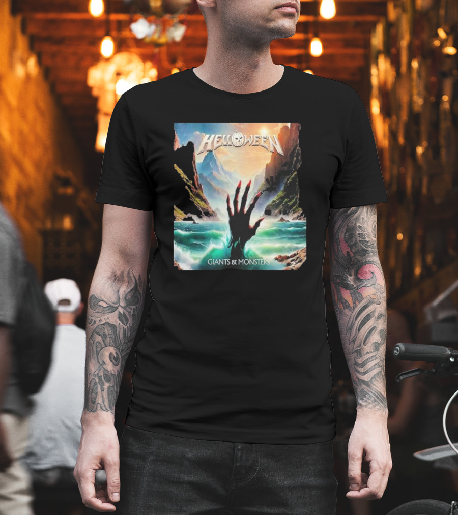 Helloween Giants & Monsters Album Art With Raising Hand In Ocean Released August 29th 2025 T-Shirt