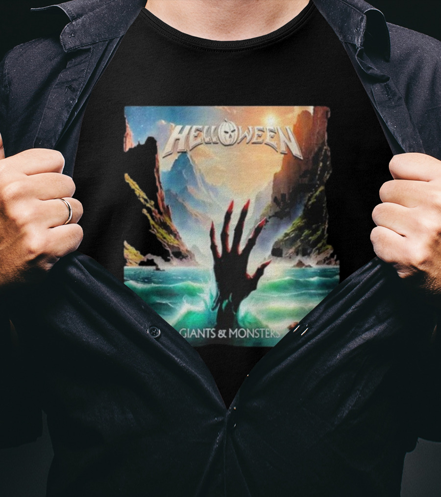 Helloween Giants & Monsters Album Art With Raising Hand In Ocean Released August 29th 2025 T-Shirt