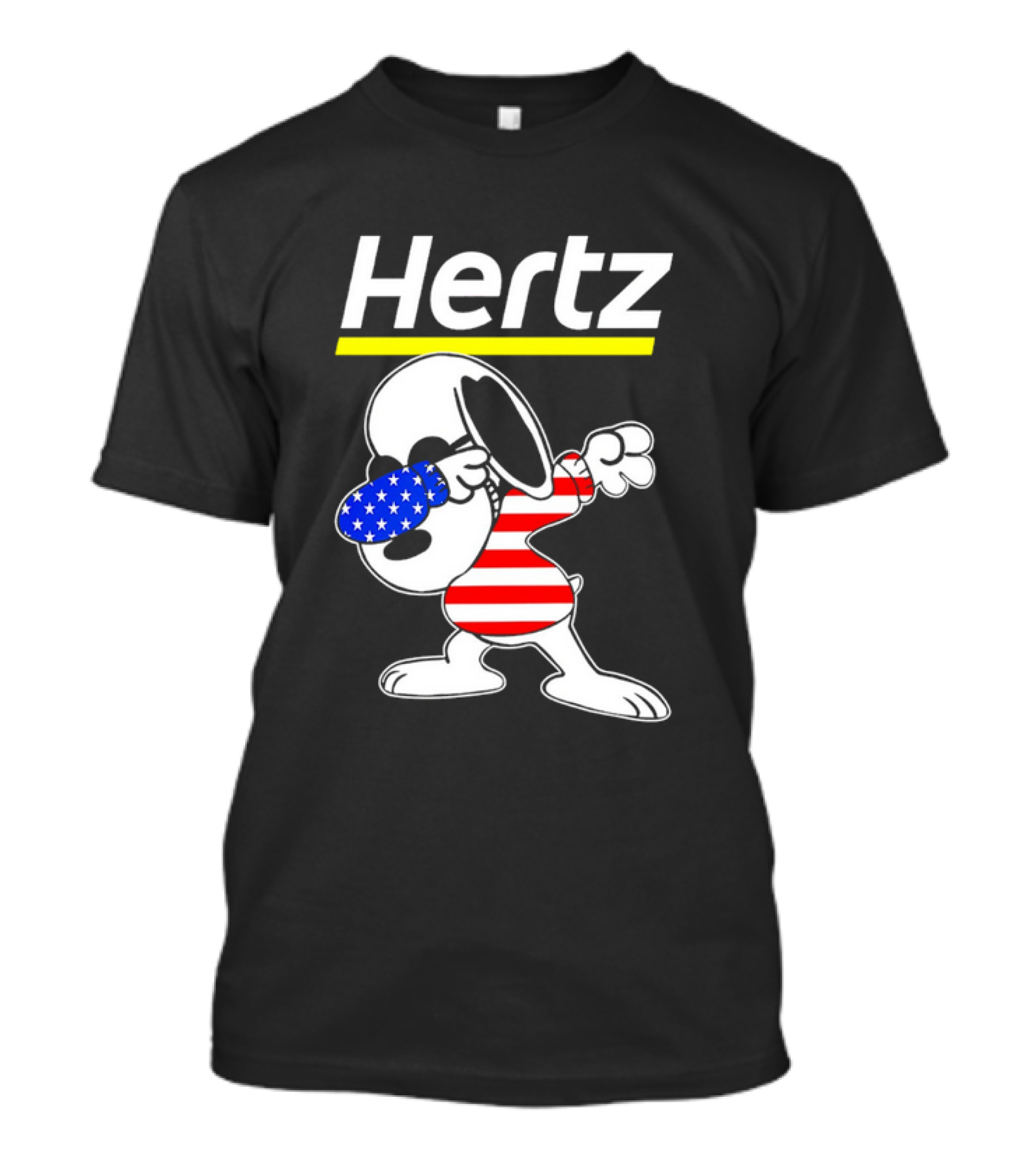 Hertz Snoopy Dabbing American Flag Pattern T-Shirt