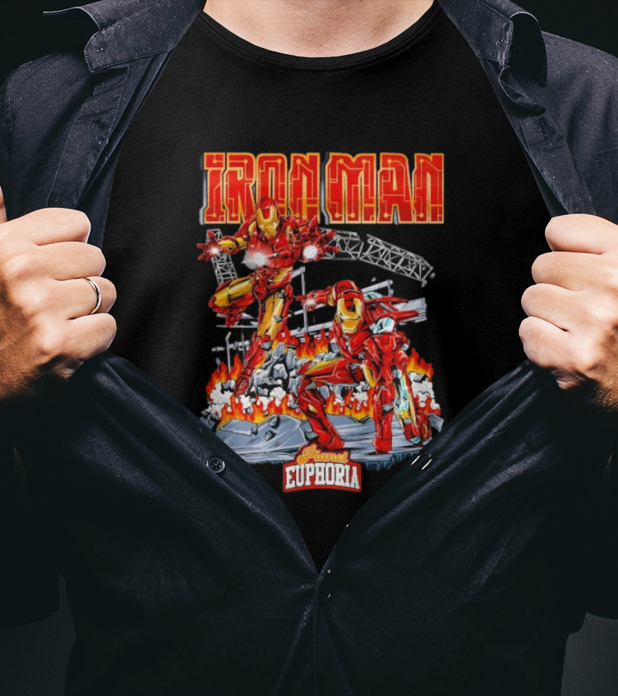 Iron Man Planet Euphoria Fiery Battle Scene T-Shirt