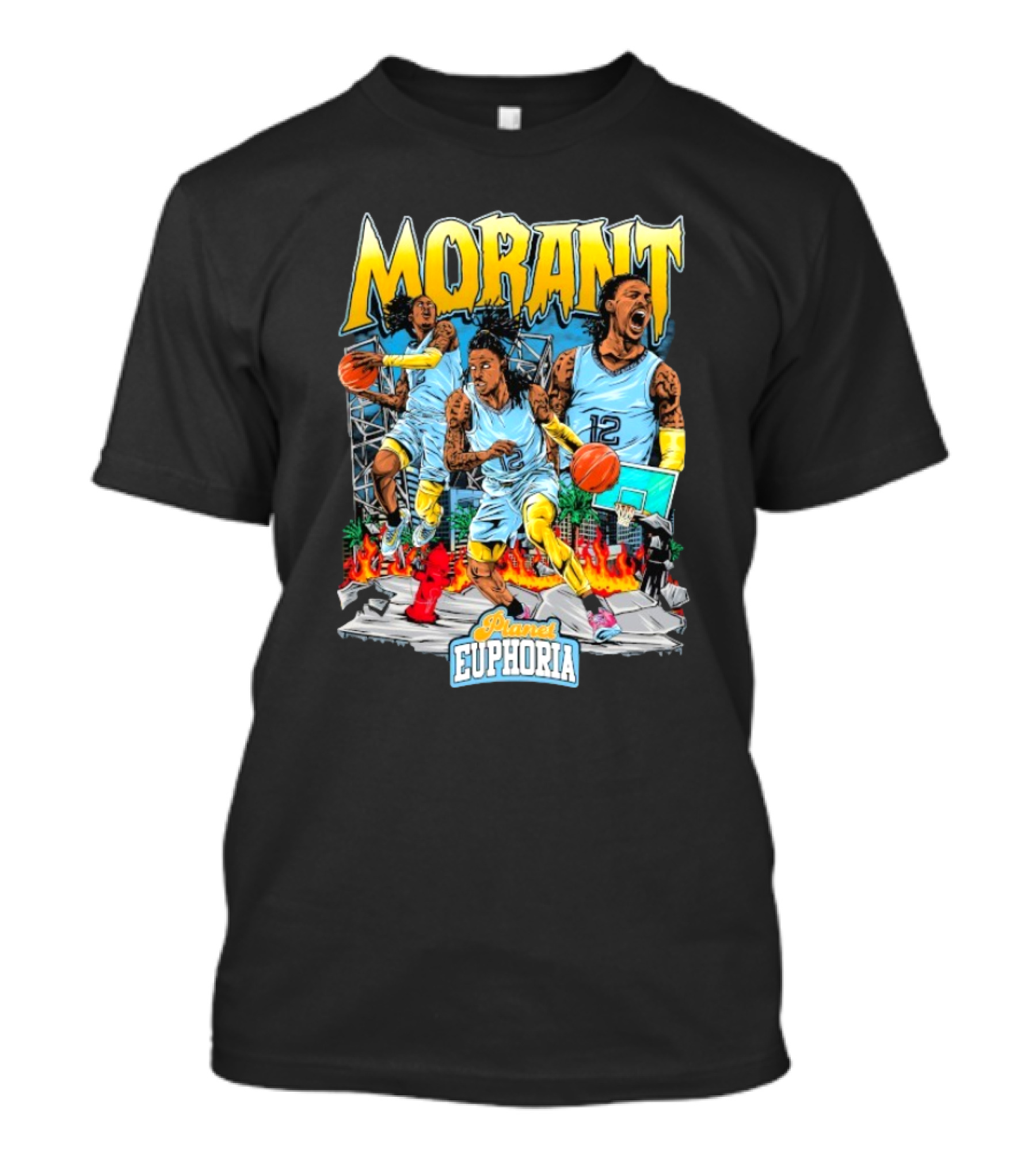 Morant Planet Euphoria Basketball Action Scene T-Shirt