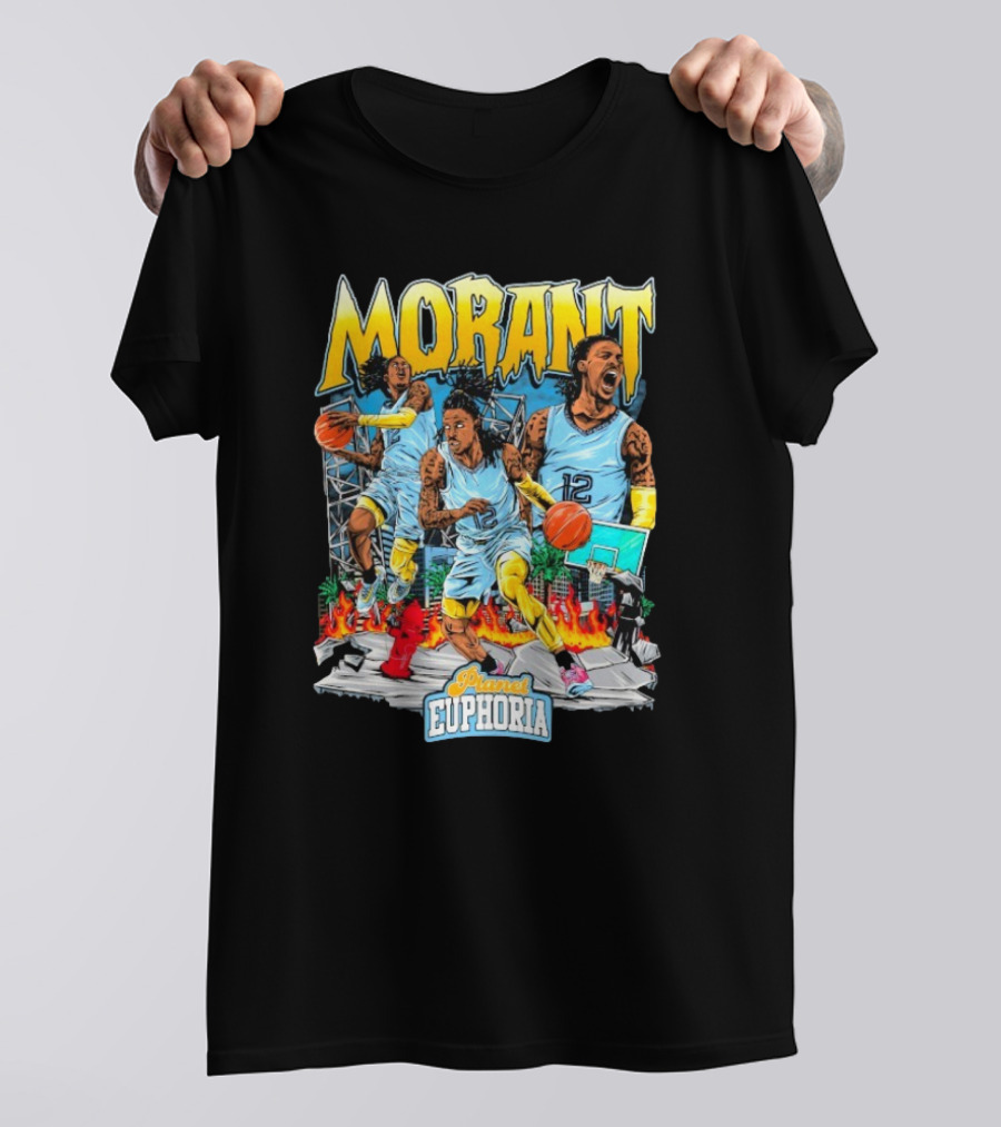 Morant Planet Euphoria Basketball Action Scene T-Shirt