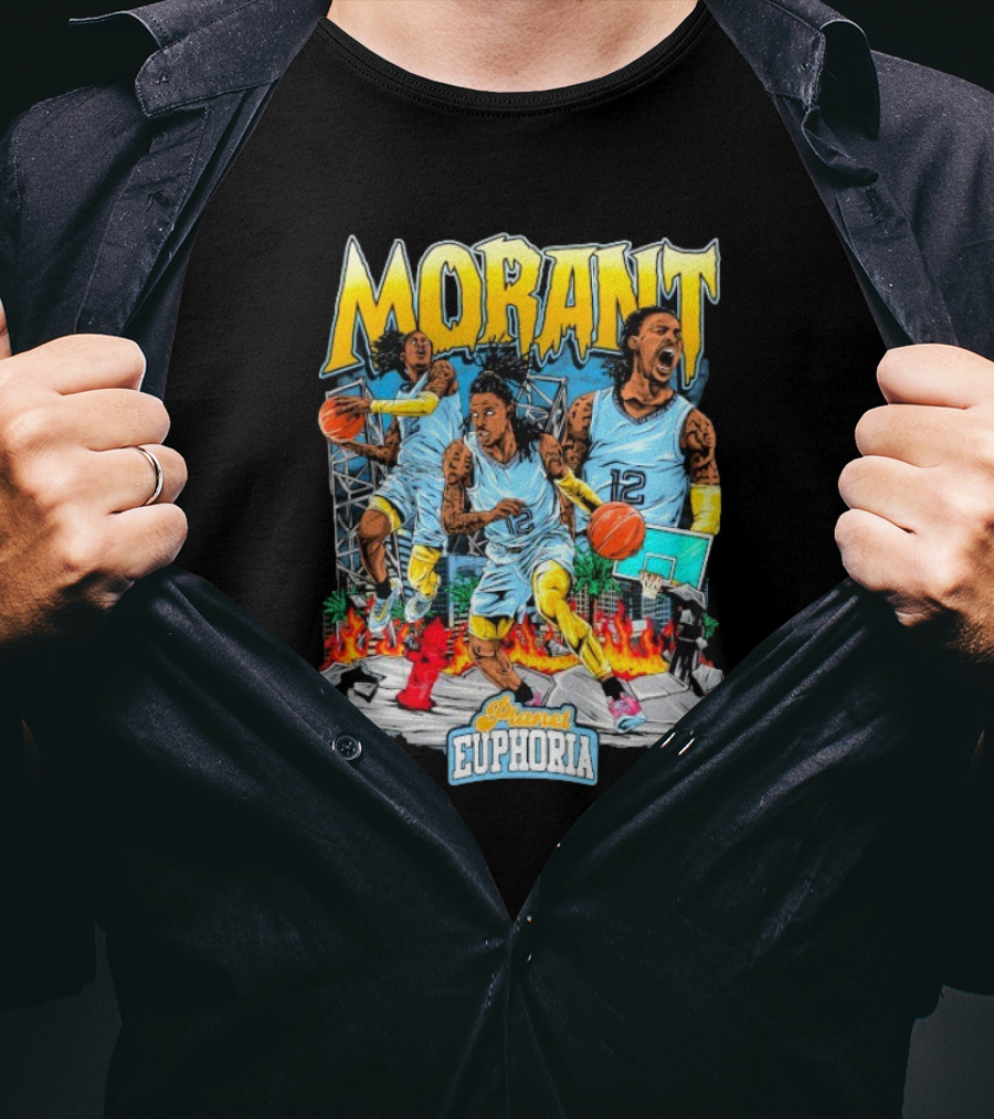 Morant Planet Euphoria Basketball Action Scene T-Shirt