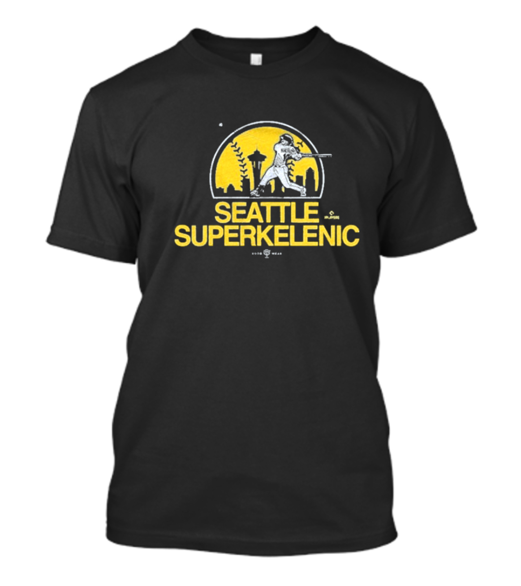 Seattle SuperKelenic Player Silhouette With Space Needle And Cityscape T-Shirt