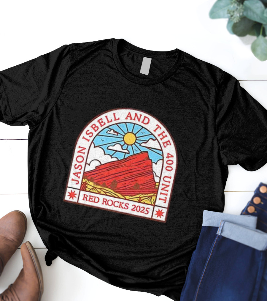 Jason Isbell And The 400 Unit Red Rocks 2025 Sun And Mountains T-Shirt